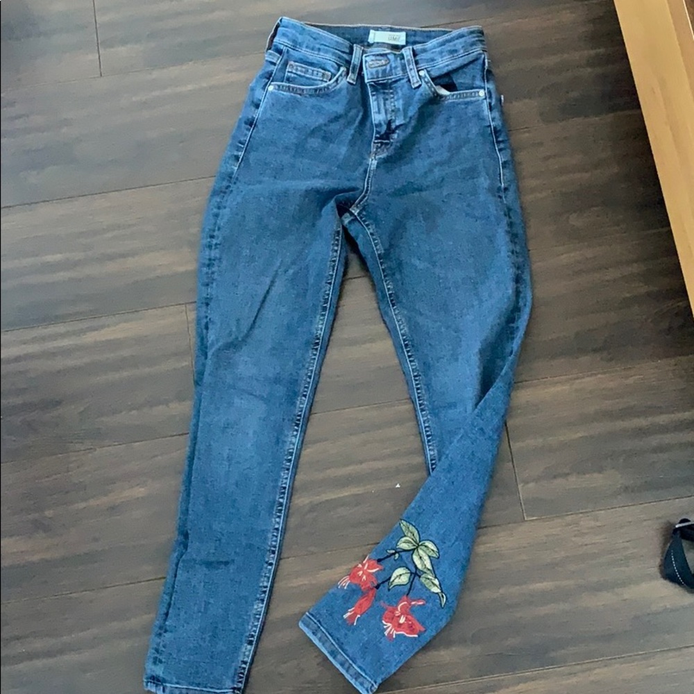 Topshop jaime jeans with ankle embroidery
